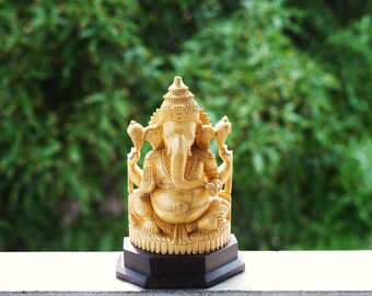 Estatua de madera de Ganesha, estatuilla de Ganapati, deidad hindú, escultura de Vinayaka, ídolo de Pooja, regalo de decoración del hogar