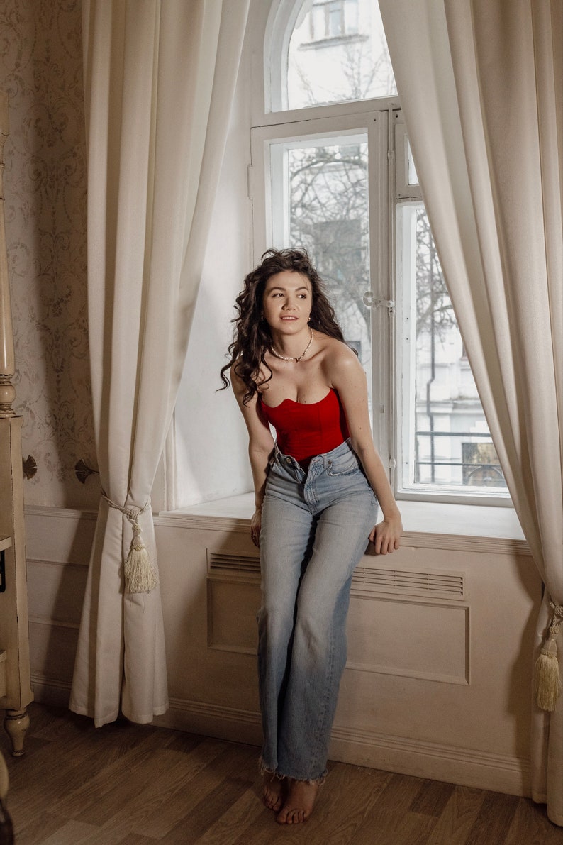Vermillion red corset and pants main image 0