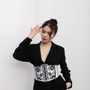 Underbust corset,embroidered corset,underbust corset belt, white and black corset waist,Corset Top,Vyshyvanka,Perfect Gift for her