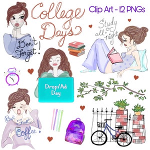 Niñas PNGs, Brunette Clip Art, College clip art, School clipart, SCHOOL PNGs, Fashion clip art, Digital planner, planner, girls clip art
