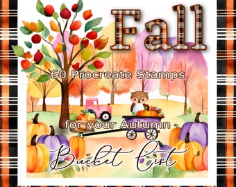 Autumn Bucket List Procreate Stamps, Fall Brush Bundle (Digital Download)