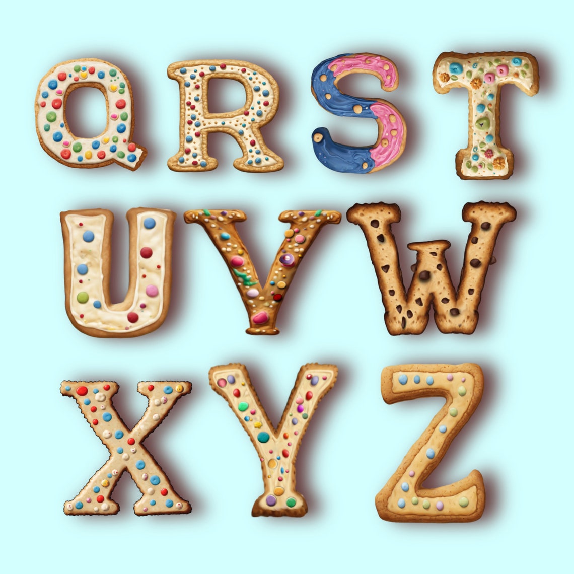 Cute Cookie Alphabet Pngs, Yummy Letters Clipart, Sweet Food Christmas ...