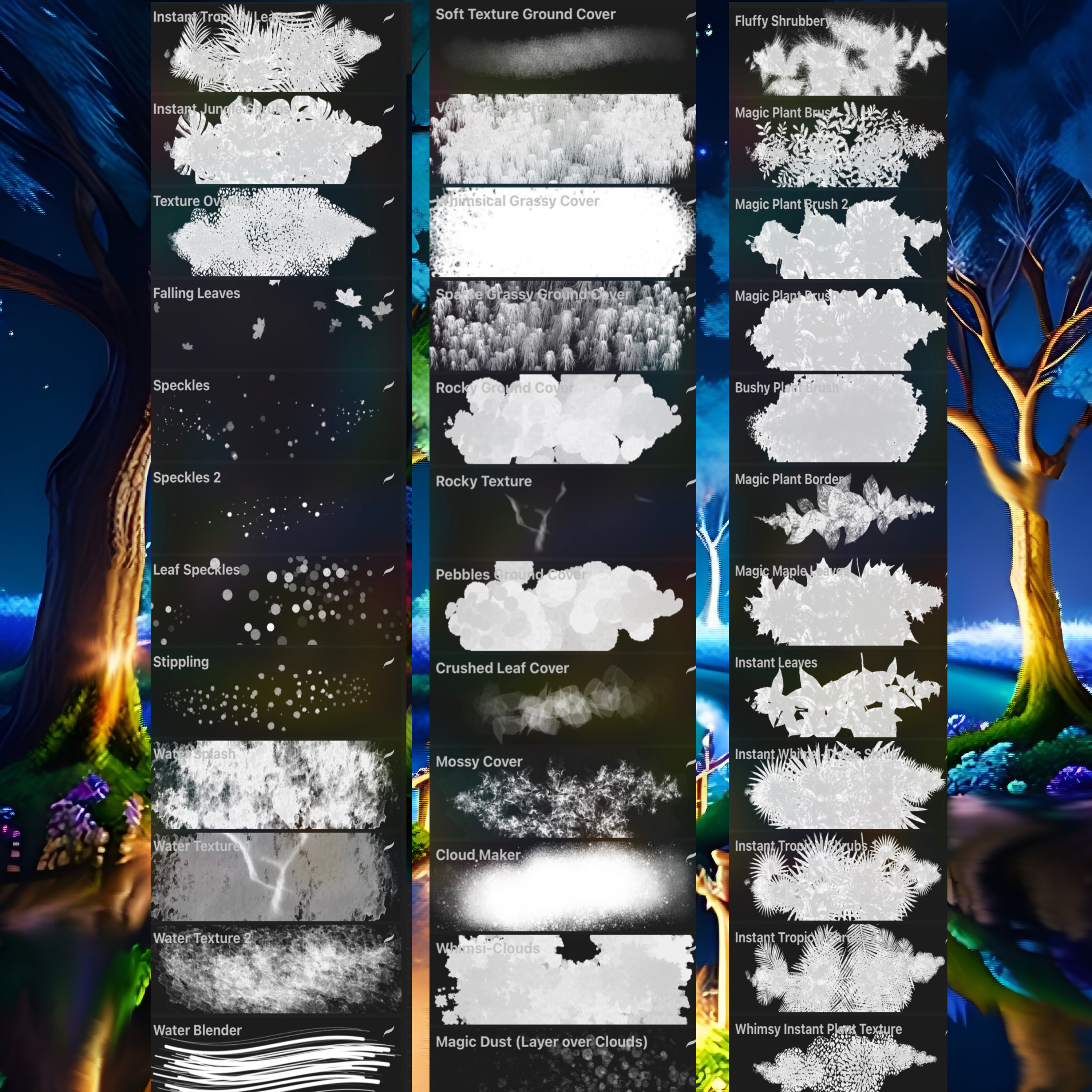 70+ Magic Forest Procreate Brushes, Woodland, Nature, Celestial Stamps ...