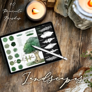 Organic Botanical Procreate Brush Collection, dynamisch gebladerte, bladeren, grassen, aarde, stengels, bomen, bloemen, wijnstokken, groen, struiken en meer
