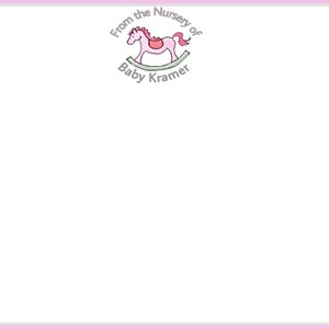 Belles cartes de remerciement personnalisées -Nouveau bébé-Cheval à bascule rose-Beau cadeau pour les baby showers et les nouveaux parents