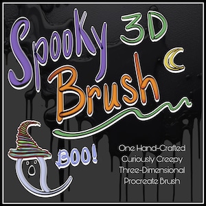 Gruseliger Procreate 3D Pinsel, niedlicher Gothic Halloween Pinsel, einfache Anwendung, sofortige mühelose gruselige dreidimensionale Kunst, 3D Schriftzug Digital Brush