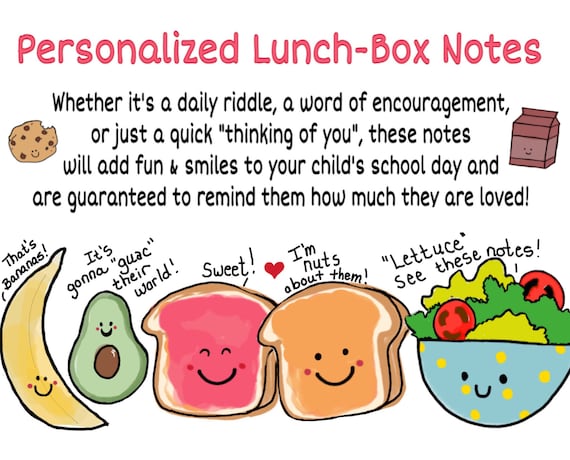 Personalized Lunchbox Notes Soothe back-to-school jitters, Lunch notes for kids,