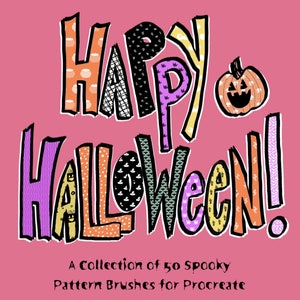 不気味でかわいい楽しいハロウィーンパターンブラシバンドル、50以上の不気味で不気味なパターンコレクション、幽霊、カボチャ、キャンディー、コウモリ、モンスター、魔女、クモ