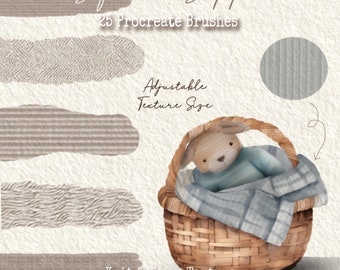 Paquete de 25 pinceles digitales con texturas suaves y sin costuras para tejer, texturas de tejido de punto acogedoras para Procreate, patrones repetitivos sin costuras, textiles que se pueden combinar con mosaicos.