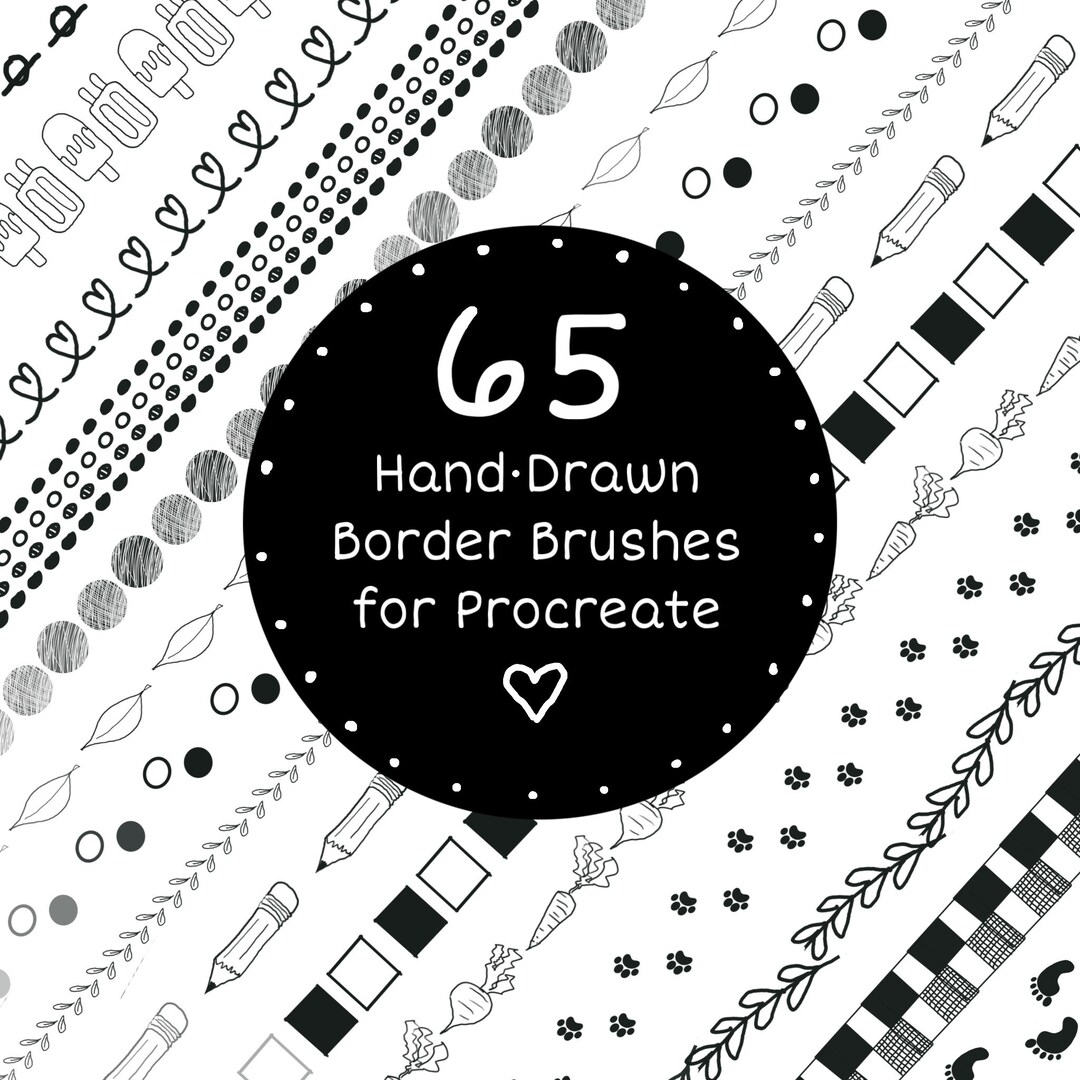 Handdrawn Procreate Border Brushes, Cute Doodle Frames, Procreate