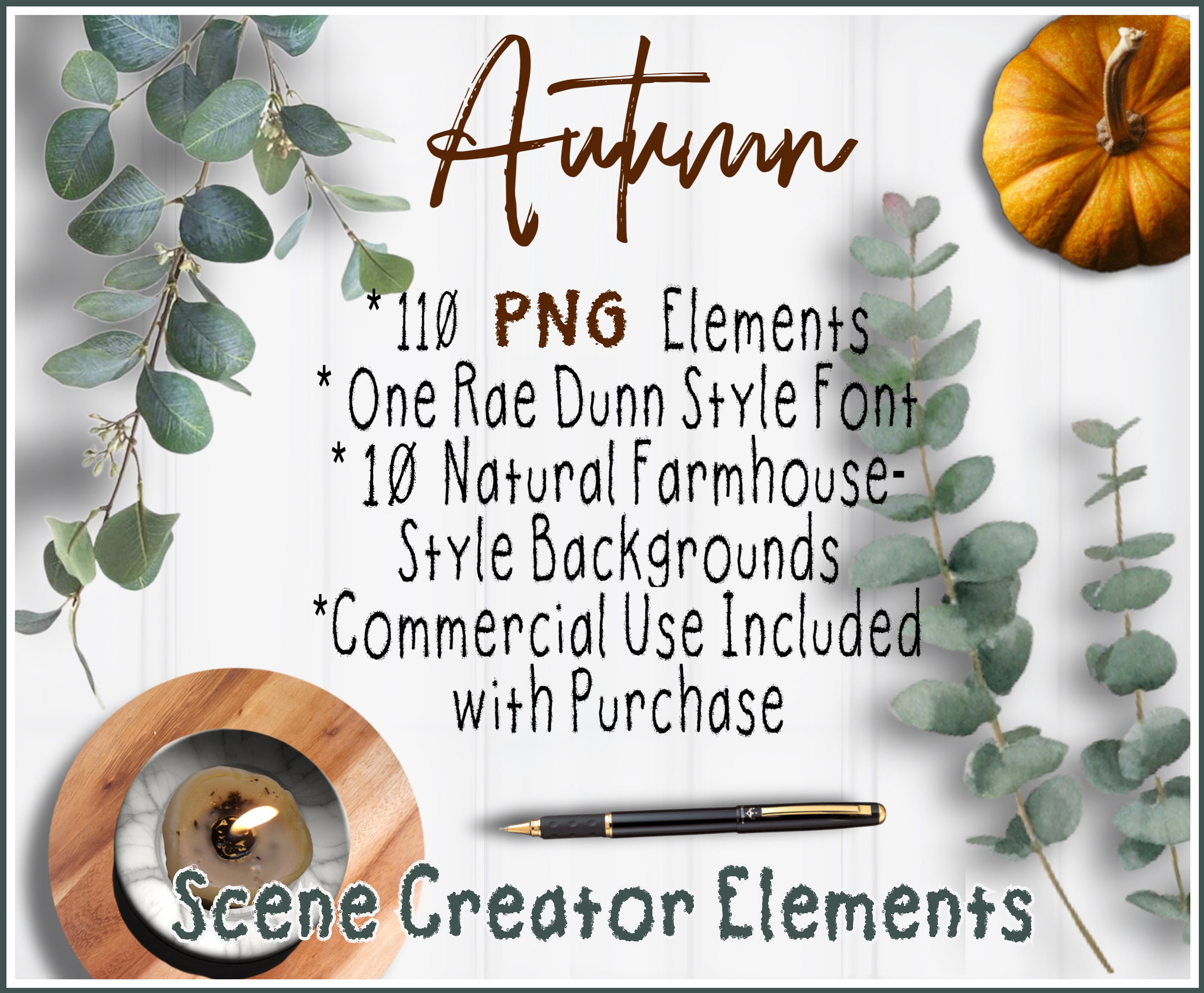 110 Cozy Autumn Scene Creator Kit, Background Photography Clipart PNG, Fall Nature Mock-Up, Farmhouse Graphics, Mock Up Maker, Rae Dunn Font