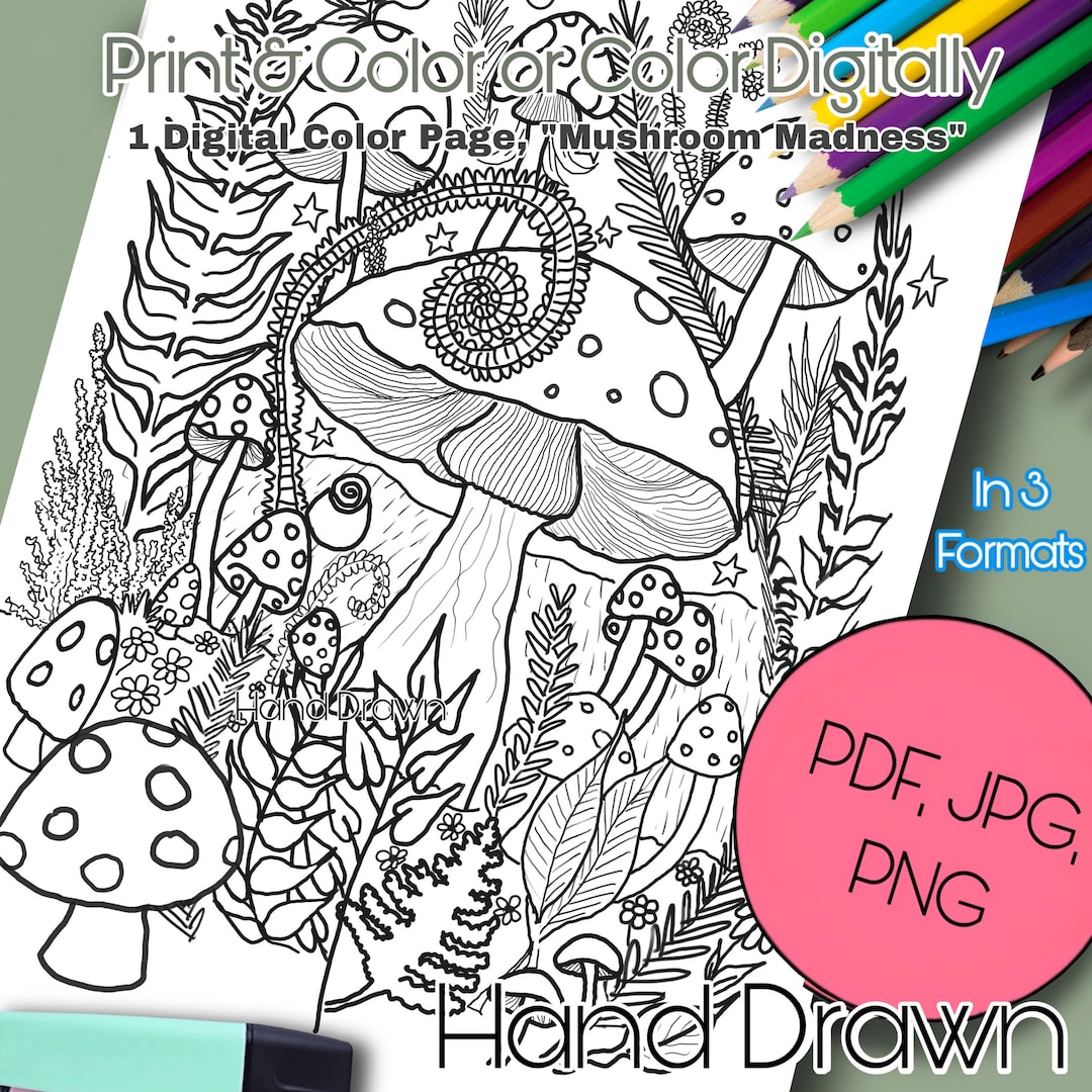 Mushroom Garden Digital Color Page - Il 1080xN.5249380338 42nv 