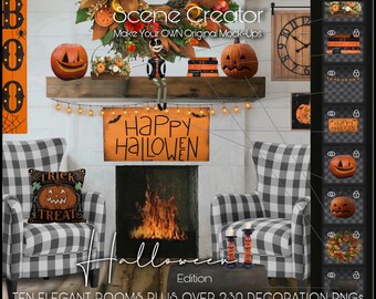 Make Your Own Mock Ups for Autumn & Halloween, Create Endless Beautiful Interiors, Fall Scene Creator, Design Infinite Elegant Mock-Up Rooms