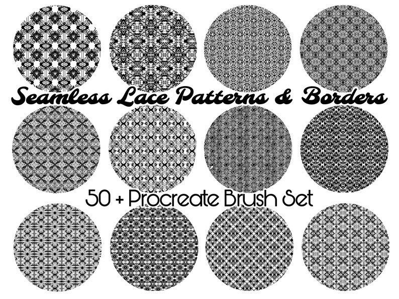 Lace Seamless Pattern Brush Kit, Procreate Lacey Border Brushes, Fabric ...