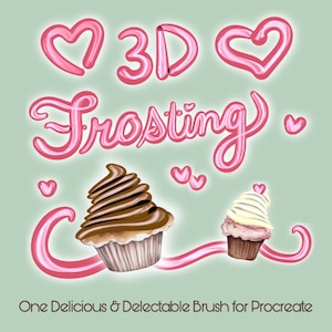 Luscious 3D-Zuckerguss-Pinsel, leckere dreidimensionale Zuckerglasur, erstellen Sie sofort leckeren Text & Backwaren, einfache magische Procreate-Beschriftung