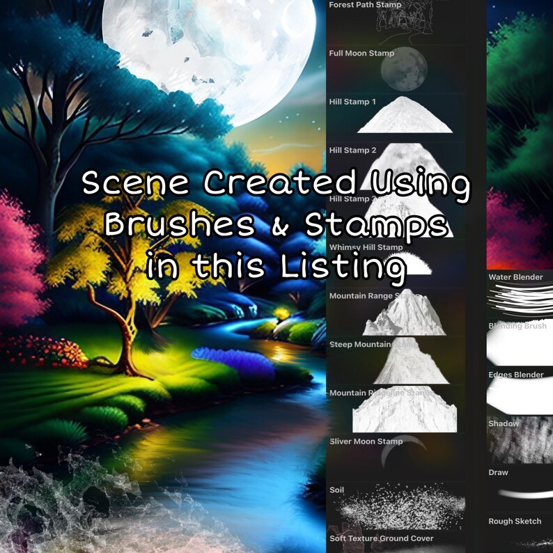 70+ Magic Forest Procreate Brushes, Woodland, Nature, Celestial Stamps ...