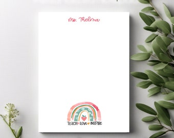 Personalized Teacher Notepad, Custom Stationery Teacher/Principal Gift, Premium Hand-painted Watercolor Wrapped in Ribbon, Ready to Gift!