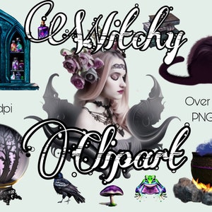 Best Witch Watercolor Clipart, Wicca PNG, Sublimation, Commercial Use, Witchcraft art, magic, mystical, apothecary, raven, cauldron, Wiccan