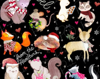 NEW Custom Christmas Wrapping Paper, Adorable woodland creatures, Personalized with your name