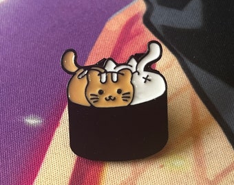 Sushi cats/ goofy cat enamel pins