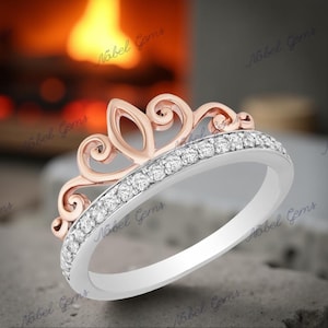 Enchanted Disney Fine Jewelry 925 Sterling Silver With Lab Diamond Majestic Princess Tiara Ring, Anniversary Gift For Her