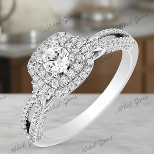 Enchanted Disney Fine Jewelry Solid 925 Sterling Silver Moissanite Castle Majestic Princess Engagement Ring, Anniversary Gift For Her