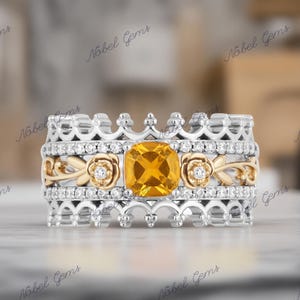 Enchanted Disney Fine Jewelry Solid 925 Sterling Silver With Citrine & Diamond Belle 30th Anniversary Ring, Anniversary Ring Foe Her