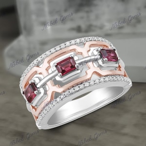 Enchanted Disney Fine Jewelry Two-Tone Solid 925 Sterling Silver With Diamond & Garnet Mulan Fashion Ring, Anniversary Gift For Her