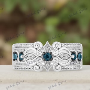 Verzauberter Disney feiner Schmuck Massiv 925 Sterling Silber Lab-Diamonds und Blautopas Aschenputtel Ring, Jubiläumsgeschenk für sie, schlagen Ring vor