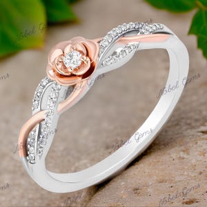 Enchanted Disney Fine Jewelry Solid 925 Sterling Silver With Moissanite Belle Promise Ring, Moissanite Ring ,Gift For Her
