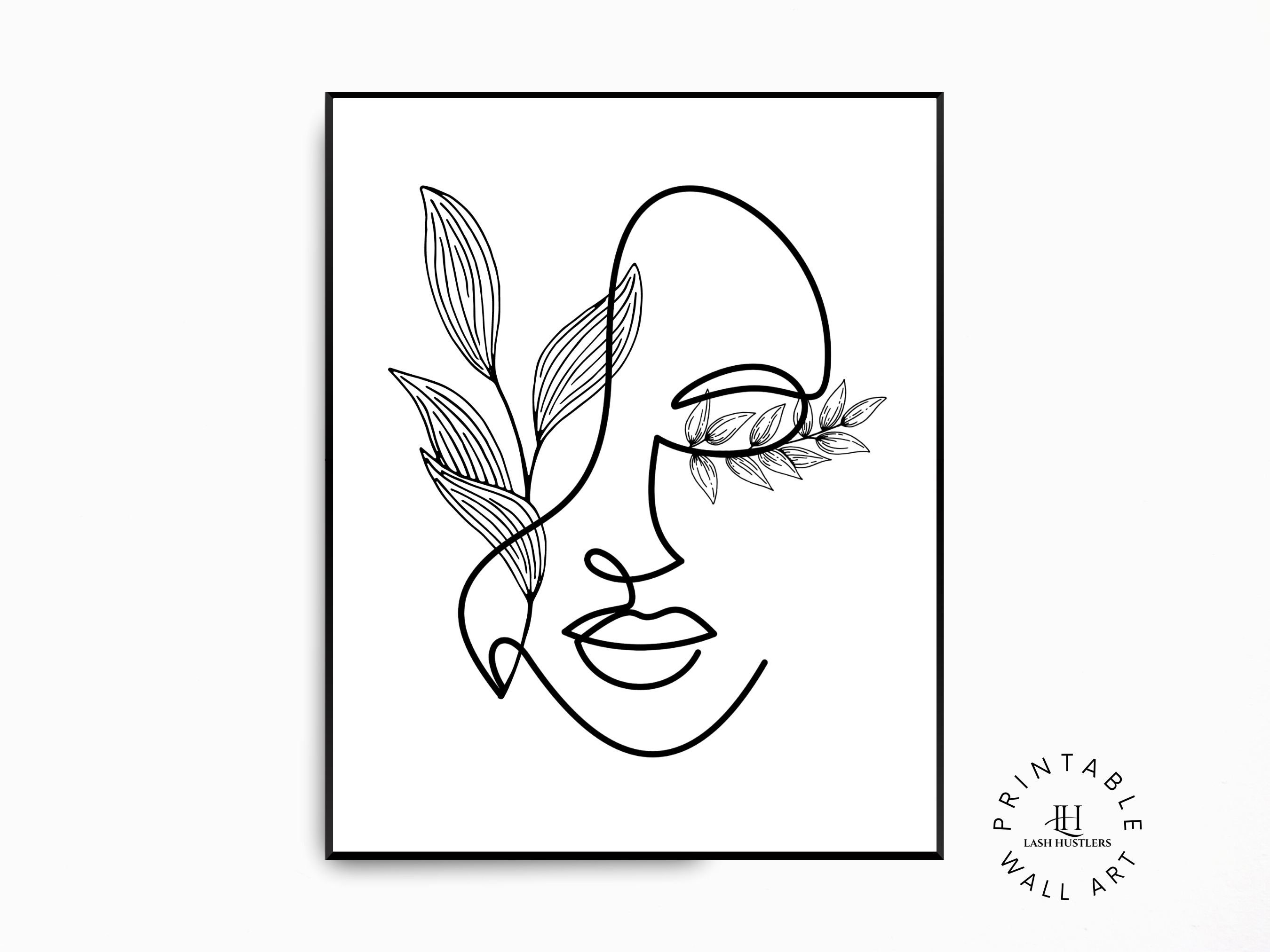 Esthetician Decor Face Line Art Printable Wall Art Eyelash Etsy