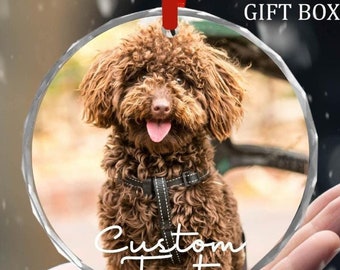 Custom Pet Photo Ornament, Custom Dog Christmas Ornament, Gift for Pet Lover, Pet Memorial Ornament, Cat Dog Owner Gift, Xmas Tree Decor