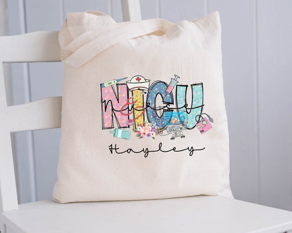 NICU Nurse Bag, Neonatal Intensive Care Unit Nurse Bag, Leopard NICU Nurse  Tote Bag, NICU Nurse Gift Bag, , Pediatric Nurse Canvas Tote Bag 