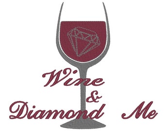 Diseño de bordado vino y diamante yo 5x7