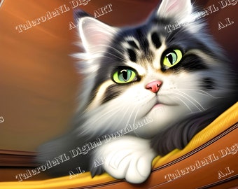Nosy Norwegian Forest Cat / Obra de arte generada por IA