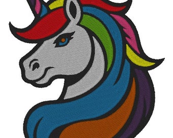 Bordado de unicornio arcoiris