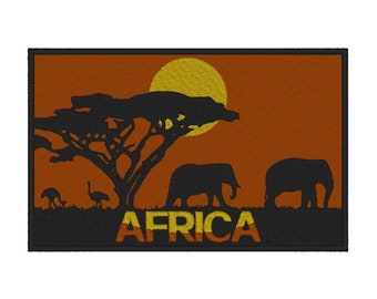 Parche de paisaje de África con bordado de vida silvestre