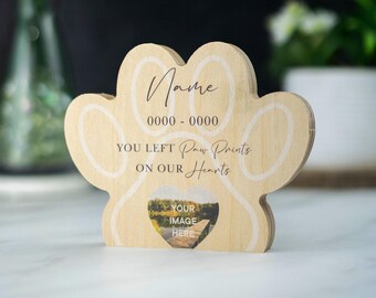 Printed Personalised Custom Wooden Paw Pet Memorial Photo Block Any Image New Home Gift Idea Photo Gift