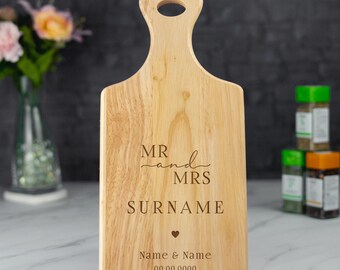 Engraved Wooden Paddle Chopping Board Personalised Cutting Board with Handle Home Gift