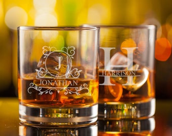 Personalised Whiskey Glass Engraved Tumbler Glass for Him Custom Etched Glassware Whisky Gift Idea