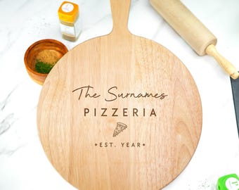 Engraved Wooden Pizza Board With Handle Personalised Cutting Board Home Gift