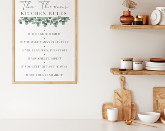Personalised Kitchen Print, New Home, Housewarming, First Home, Gift for Couples, Moving Gift, Custom Print, Custom Wall Art, House Rules