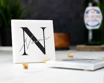 Printed Personalised Marble Square Coaster For Drinkware Personalised New Home Gift