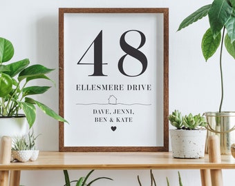 Personalised Print, New Home, Housewarming, First Home, Gift for Couples, Moving Gift, Custom Print, Custom Wall Art, Address, House Number