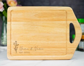 Engraved Wooden Chopping Board with Handle Personalised Cutting Board Home Gift