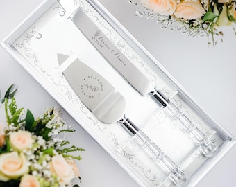 Custom Personalised Wedding Engraved Serving Set For Wedding Cake