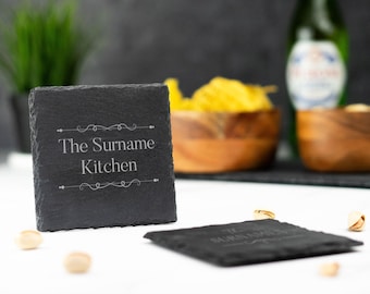 Engraved Slate Coaster For Drinkware Personalised New Home Gift