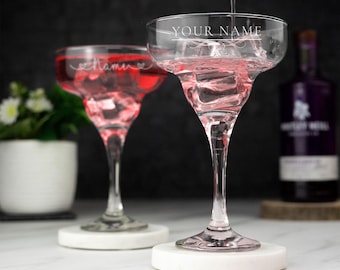 Personalised Engraved Cocktail Glass Customised Gift Idea Any Name Drinkware Home Gift For Her