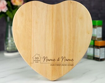 Engraved Wooden Heart Chopping Board Personalised Cutting Board with Handle Home Gift