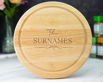Engraved Wooden Circle Chopping Board Personalised Cutting Board Home Gift